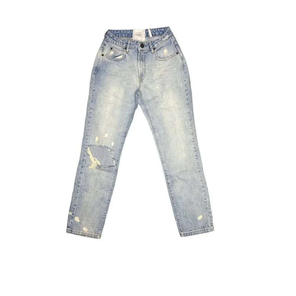 One Teaspoon Awesome Baggies Jeans Light Wash Denim Distressed Kansas Blue Sz 27